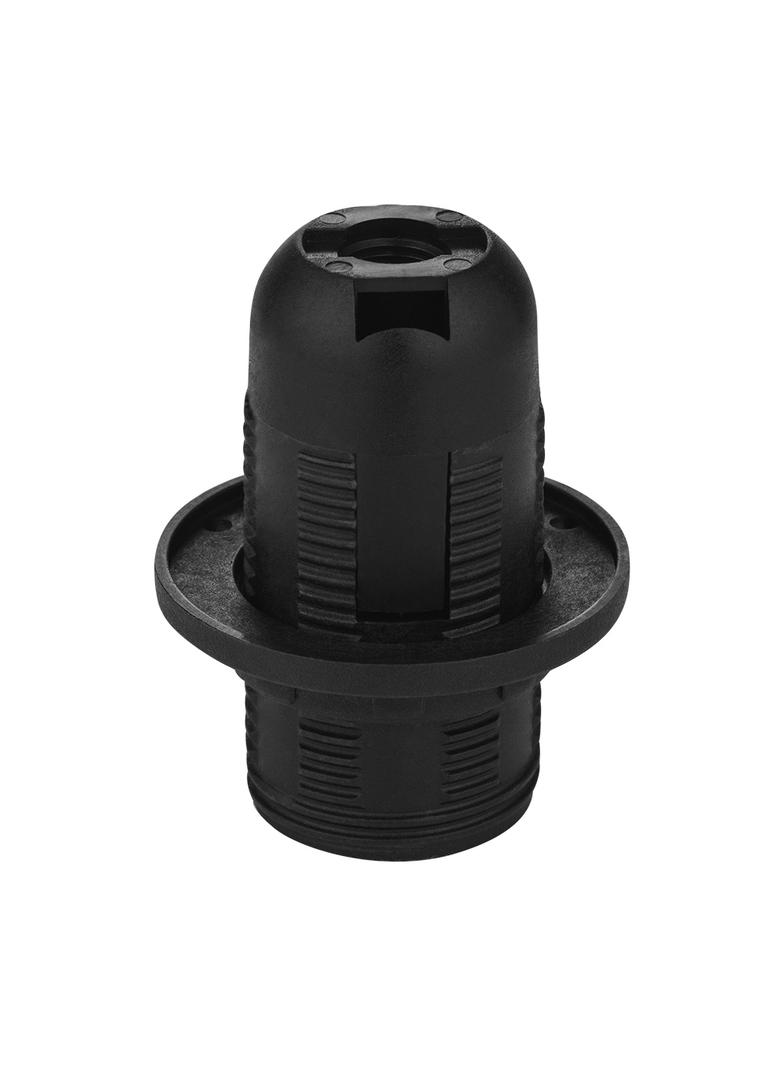 Oprawka gwintowana E-14 termoplastyczna z kołnierzem czarna