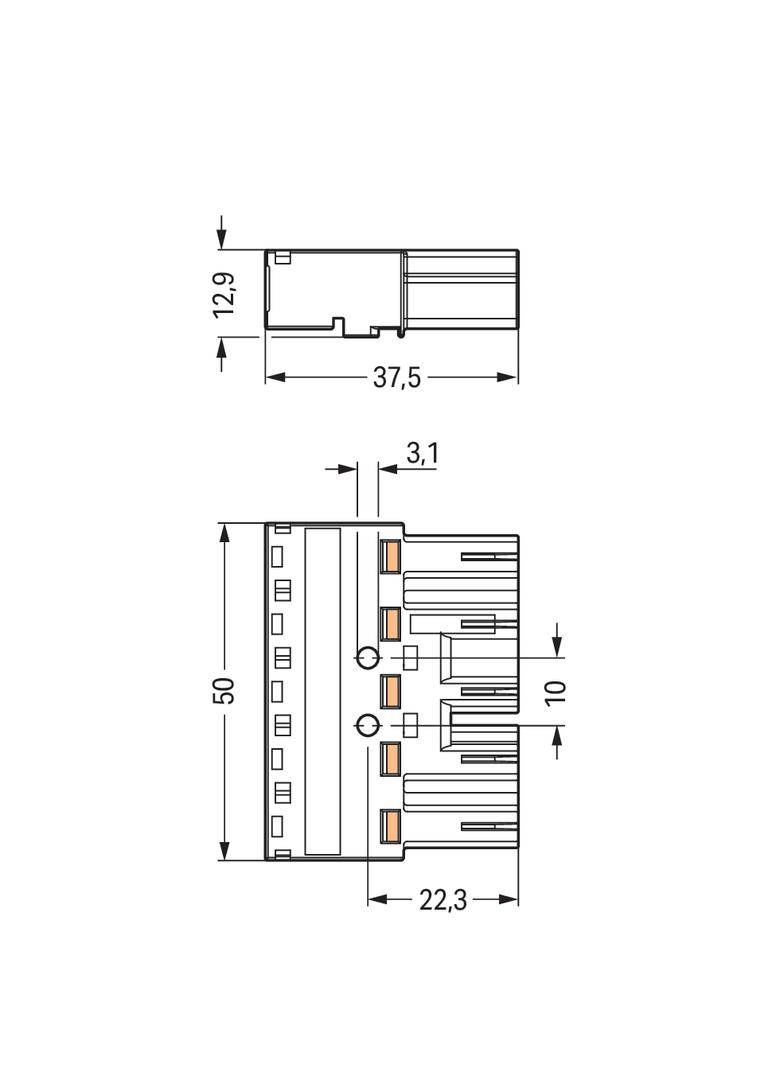 Wtyk 5‑torowy czarny WINSTA 770‑415 /50szt./ WAGO