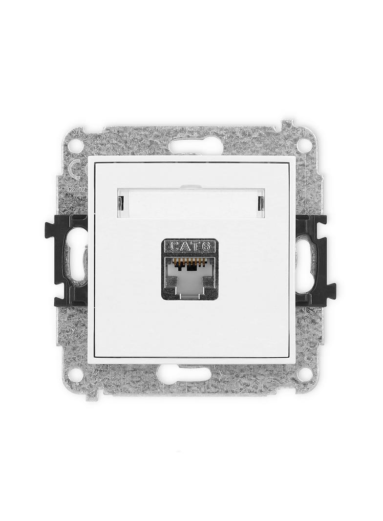 ICON Mechanizm gniazda komputerowego pojedynczego 1xRJ45, kat. 6, ekranowany, 8-stykowy biały mat