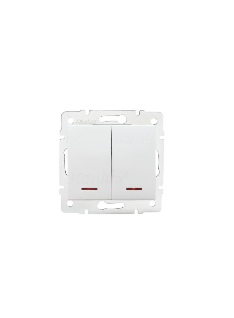 Łącznik dwugrupowy świecznikowy z LED LOGI 02-1120-102 biały 25079 KANLUX