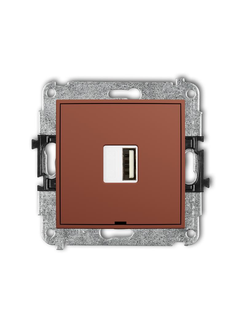 MINI Mechanizm ładowarki USB pojedynczej USB A, 10W max., 5V, 2A, bez pola opisowego terakota