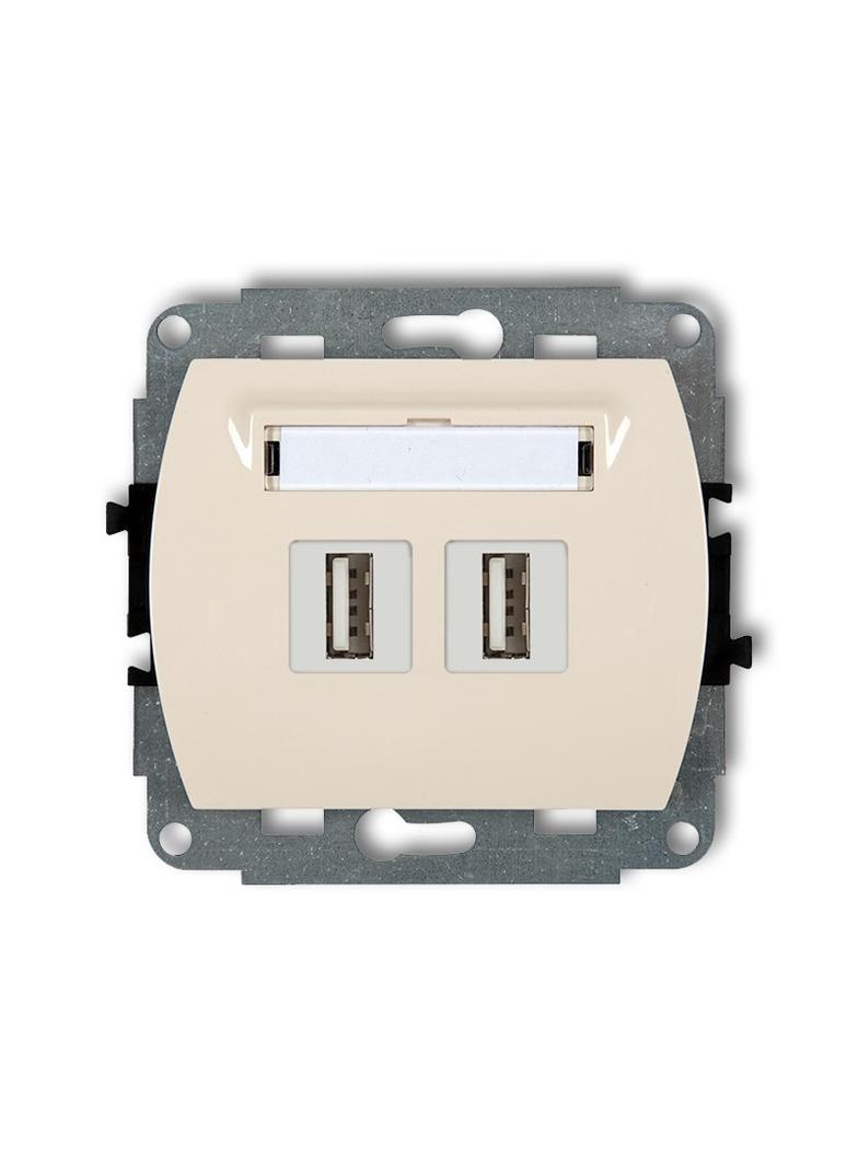 TREND Gniazdo podwójne 2xUSB A-A 2.0 beżowy 1GUSB-2 KARLIK