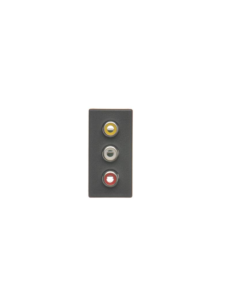 Simon Connect Płytka K45/2 złącz 3x RCA (CINCH) 225x45mm + wkłady zaciski śrubowe szary grafit K105B/14 KONTAKT