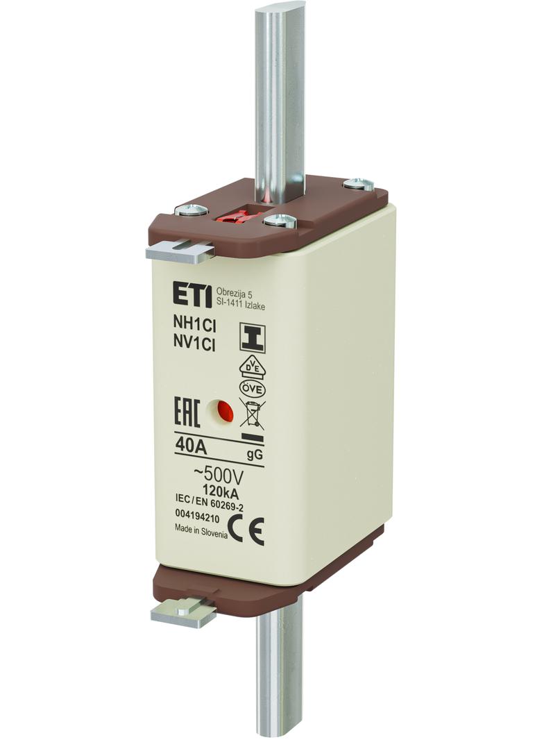 Wkładka topikowa NH zwłoczna KOMBI Zaczepy izolowane NH1C/I gG 40A 500V 004194210 ETI