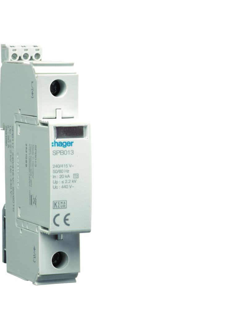 SPD Ogranicznik przepięć T2 1P 40kA Typ2 sieć IT In=20kA Up?1,35kV Uc=440V styk
