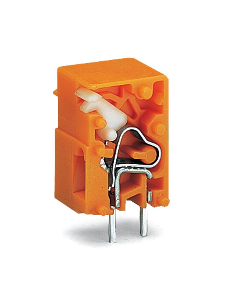 złączka przepustowa do p.drukowanych pomarańczowa raster 10,16 mm