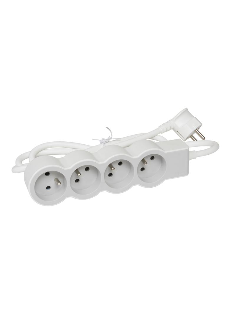 PRZEDŁUŻACZ STANDARD 4X2P+Z, Z PRZEWODEM 3.0 METRA 3X1.5 MM2 - BIAŁY/JASNOSZARY, Legrand