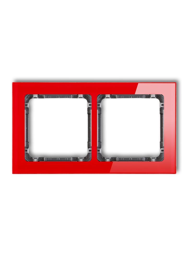 DECO Ramka uniwersalna podwójna - efekt szkła (ramka: czerwona; spód: grafitowy)