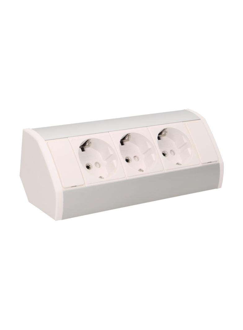 Gniazdo meblowe 3x2P+Z, schuko, biało-srebrne OR-GM-9001/W-G(GS) ORNO