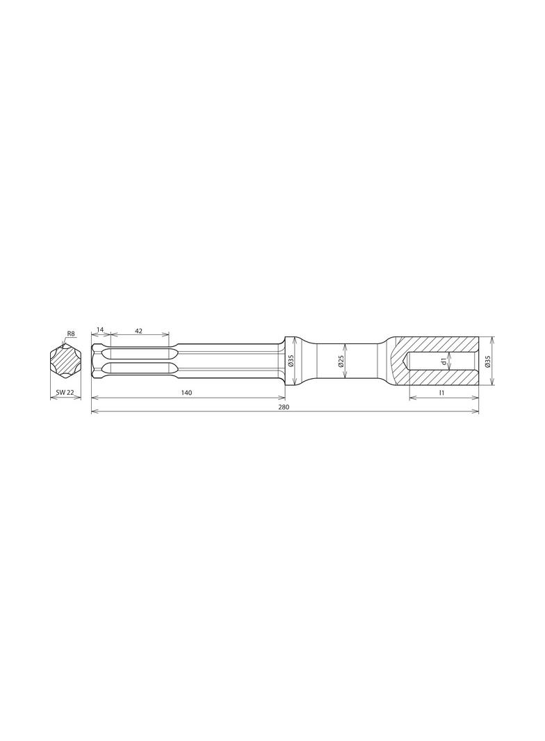 Głowica do młota udarowego Hilti TE-S, do uziomów fi 25 mm, dł. 280 mm, stal