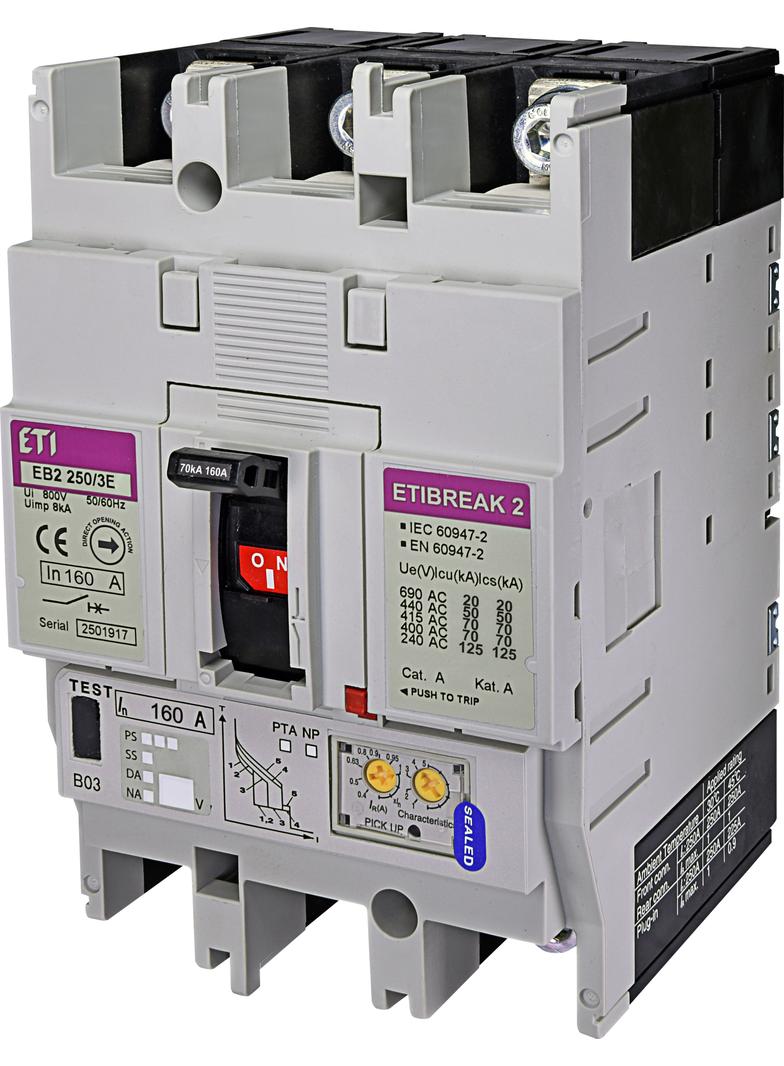 Wyłącznik mocy 70kA wyzw. elektroniczny EB2 250/3E 160A 3P 004671303 ETI