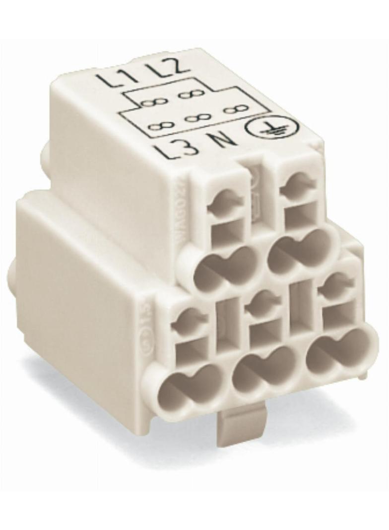 złączka zasilająca piętrowa 5-torowa nadruk: L1 L2 L3 N SL