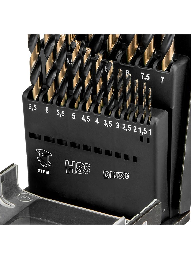 Wiertła do metalu HSS-CNC, 124°, "Pro-Tec", 1.0-10.0 mm, zestaw 19 szt.