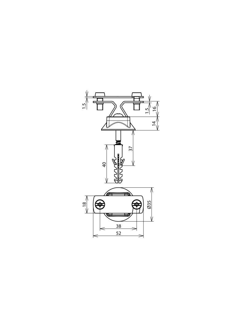 Wspornik DEHNhold do płaskownika 30x3,5 mm, z kołkiem M8x50 mm, NIRO