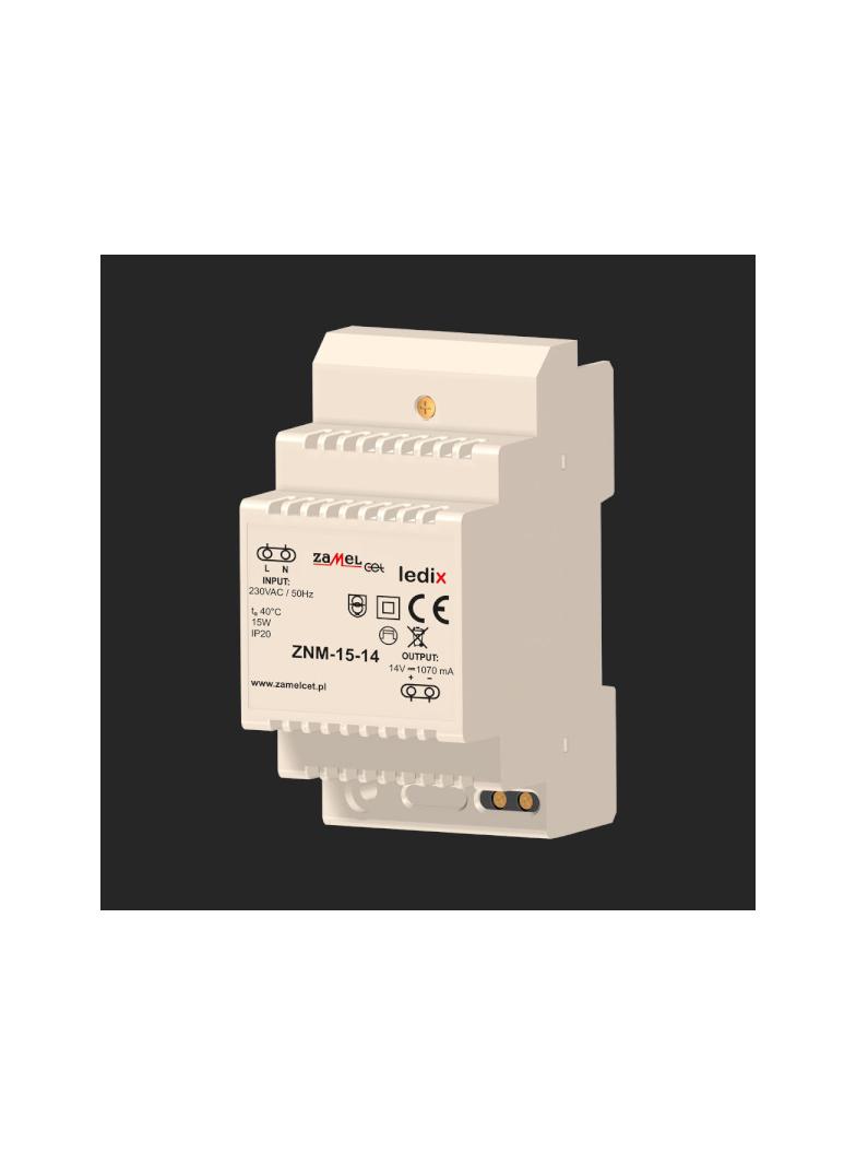 Zasilacz LED modułowy 14V DC 15W TYP: ZNM-15-14