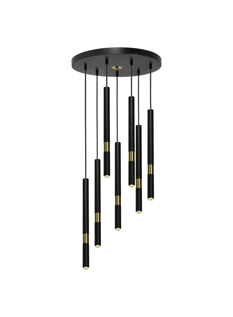 MILAGRO Lampa wisząca MONZA BLACK/GOLD 7xG9 8W
