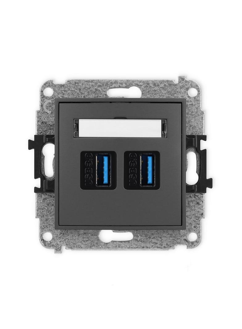 ICON Gniazdo podwójne 2xUSB A-A 3.0 grafitowy mat 28IGUSB-6 KARLIK