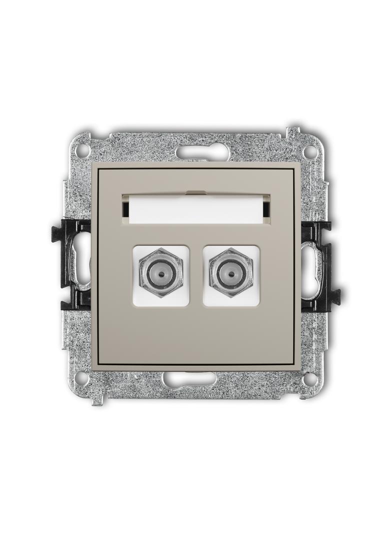 ICON Mechanizm gniazda antenowego podwójnego typu F (SAT) niklowany taupe