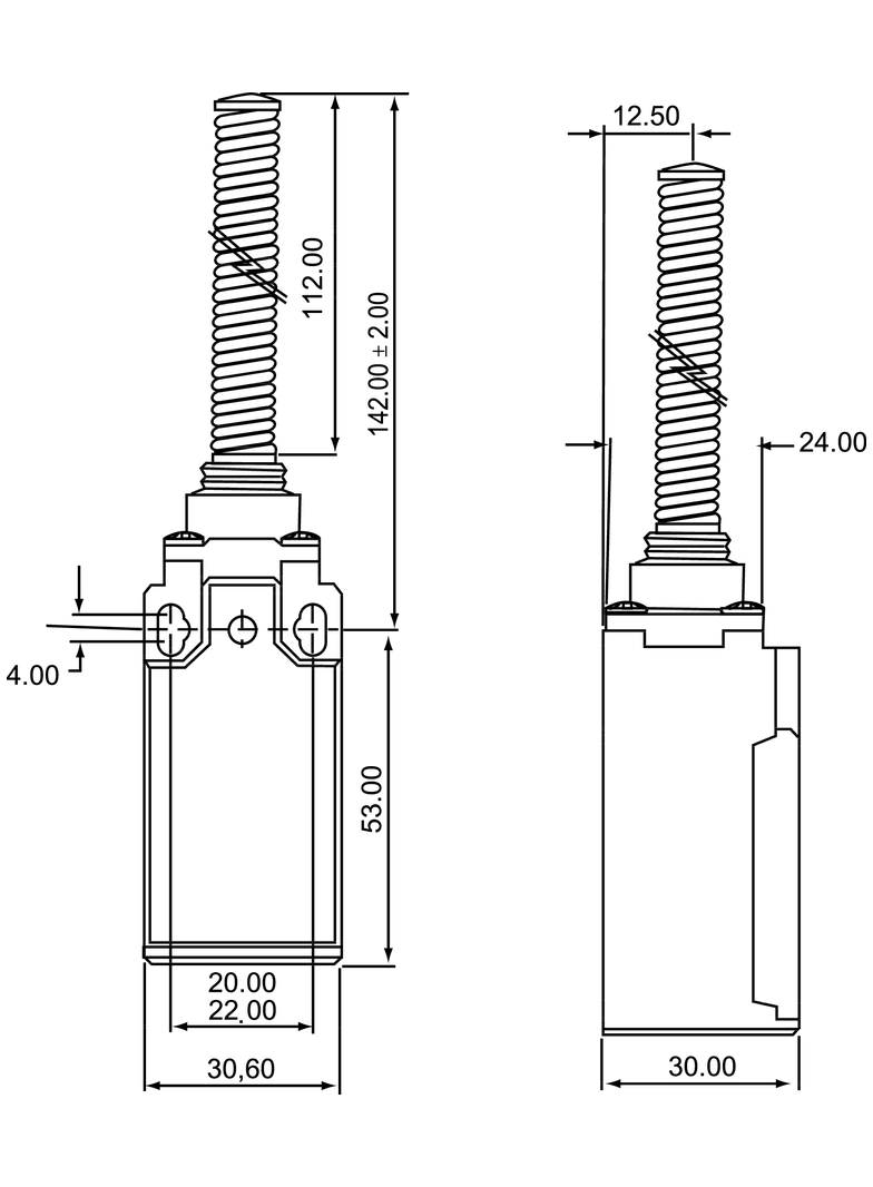 ŁĄCZNIK KRAŃCOWY (TWORZYWO) DZWIGNIA SPRĘŻYNOWA