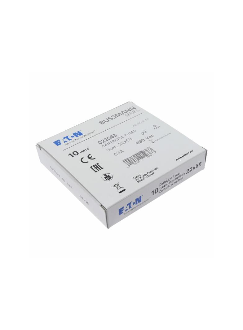 CYLINDRICAL FUSE 22 x 58 63A GG 690V AC Wkładka cylindryczna 22 x 58mm 63A GG 690V AC C22G63 EATON