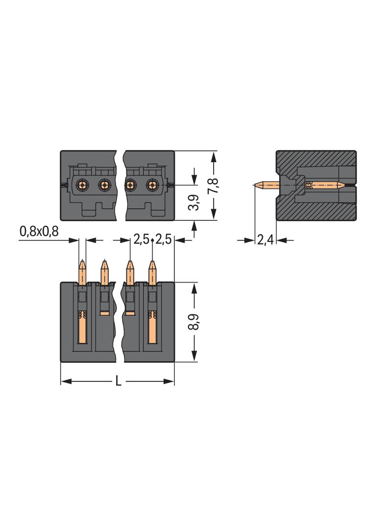 MCS-MICRO wtyk 9-bieg. czarny raster 2,5 mm