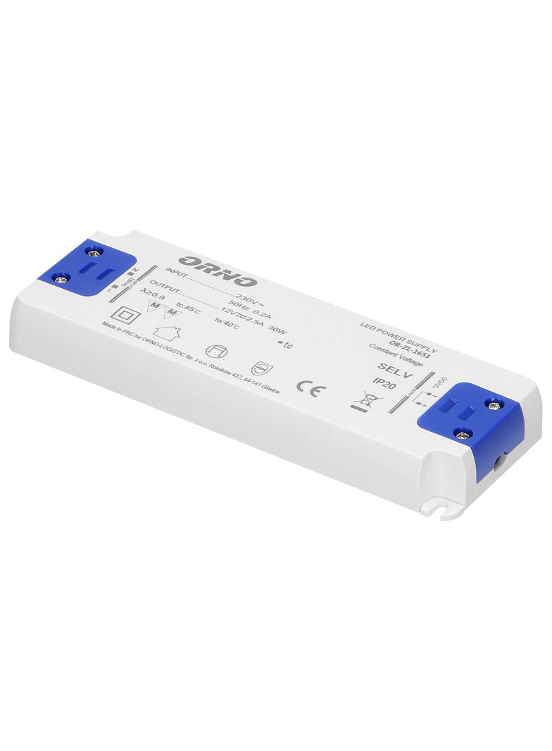 Zasilacz płaski do LED 12VDC 30W IP20 wysokość 18mm OR-ZL-1651 ORNO