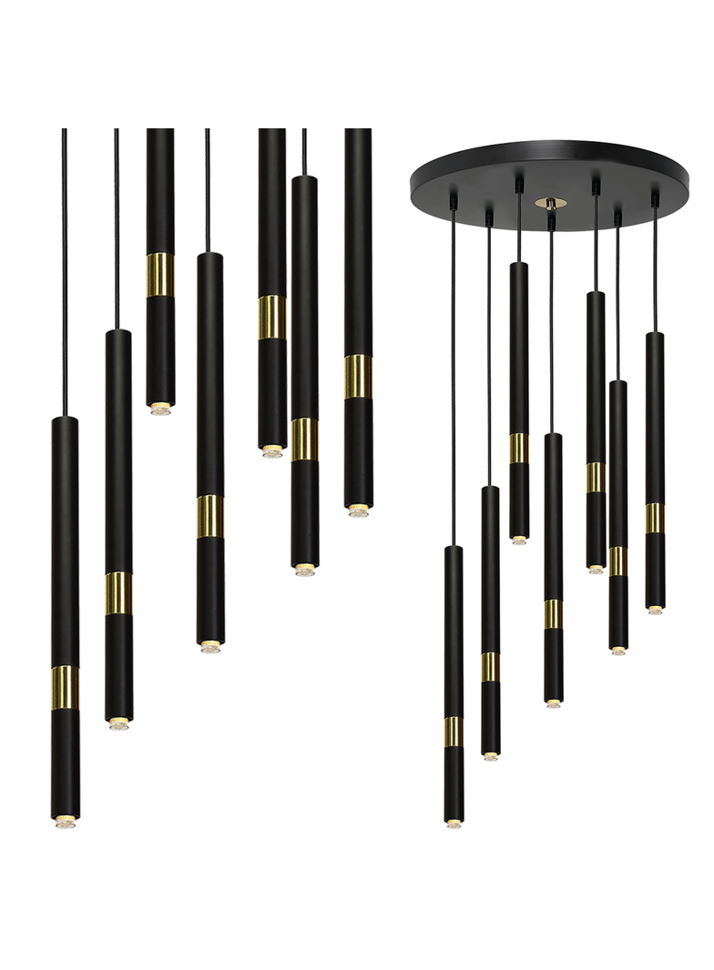 MILAGRO Lampa wisząca MONZA BLACK/GOLD 7xG9 8W
