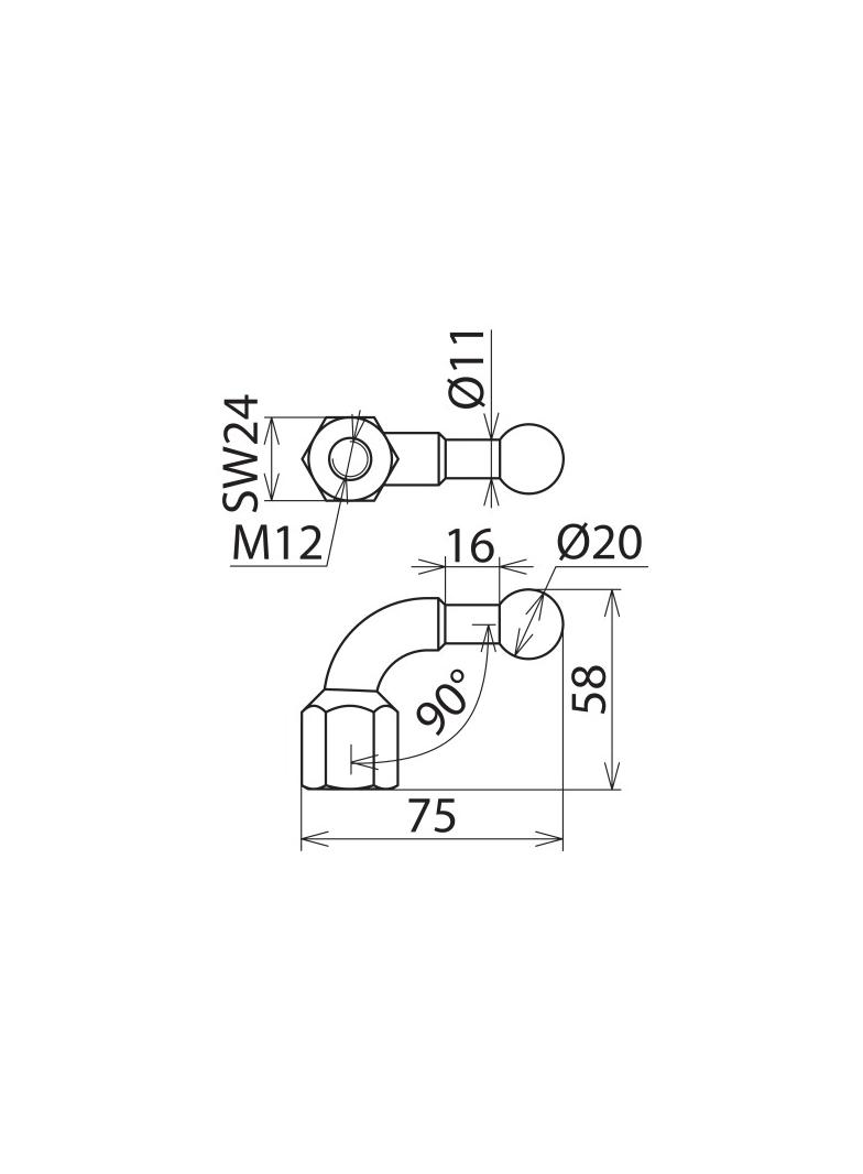 Punkt mocowania kulowy fi 20 mm kątowy 90 st.