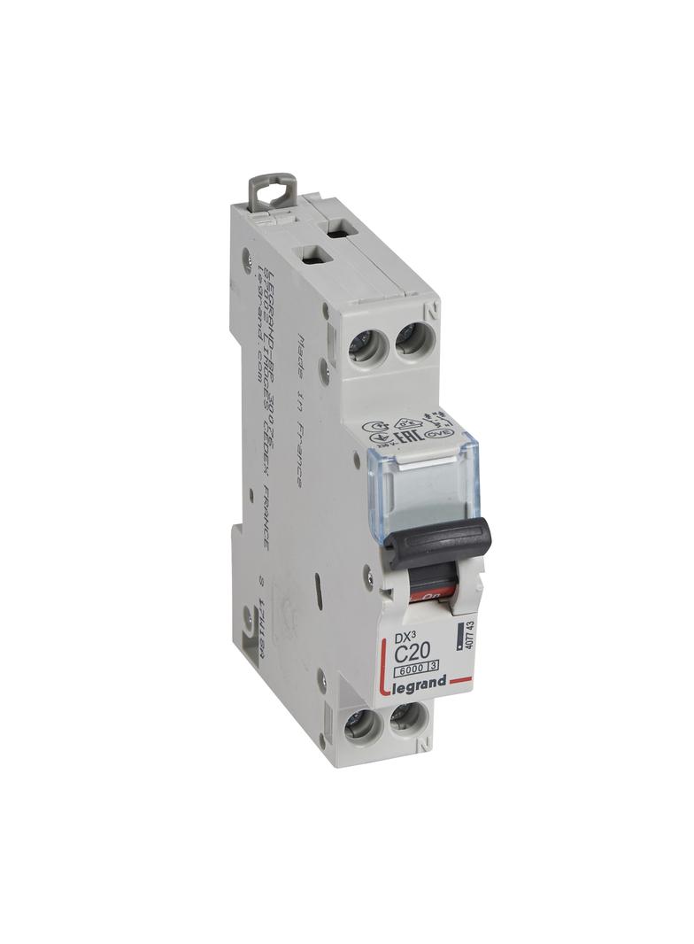 Wyłącznik Nadprądowy S 301N 1P+N C 20 6kA DX3 407743 LEGRAND