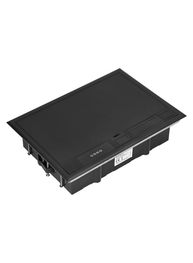 Puszka podłogowa na gniazda modułowe 8 x 45x45mm lub 16 x 22,5x45mm, pokrywa: plastik, czarna