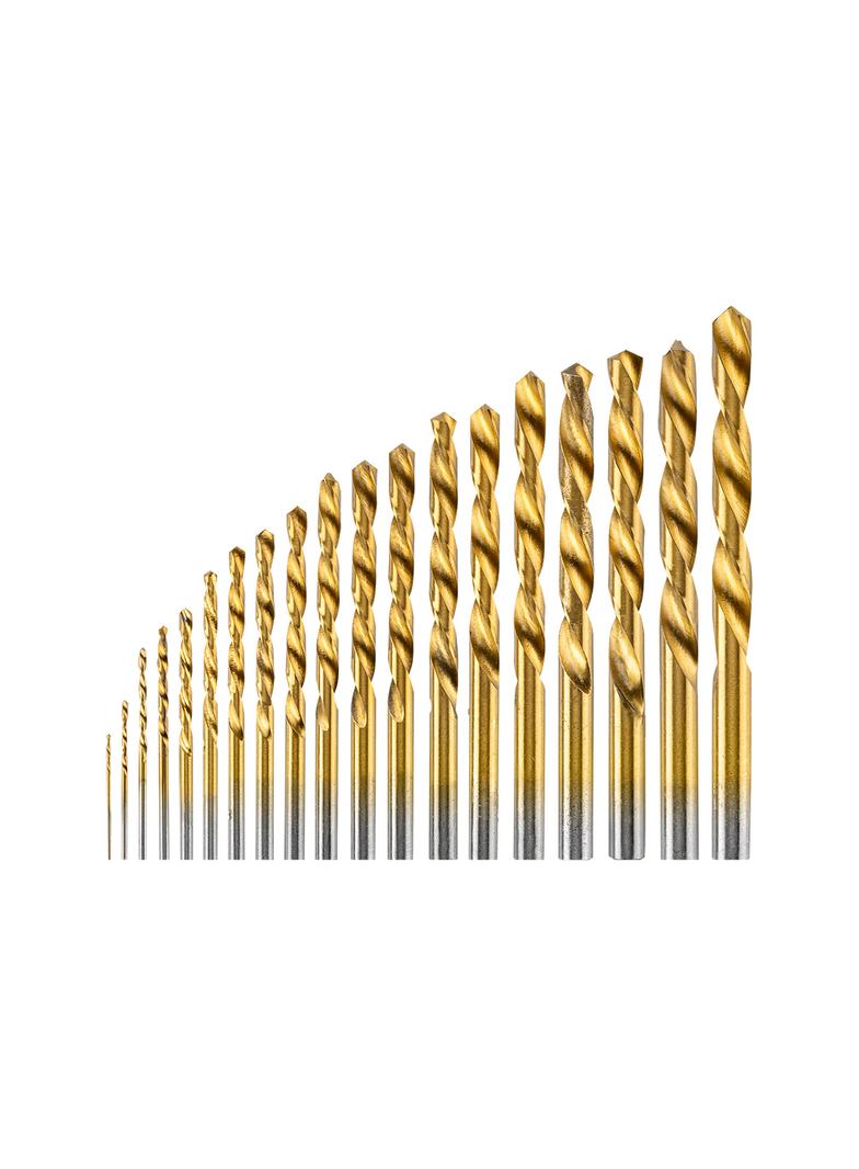 Wiertła do metalu HSS-TiN, 1.0-10.0 mm, zestaw 19 szt.