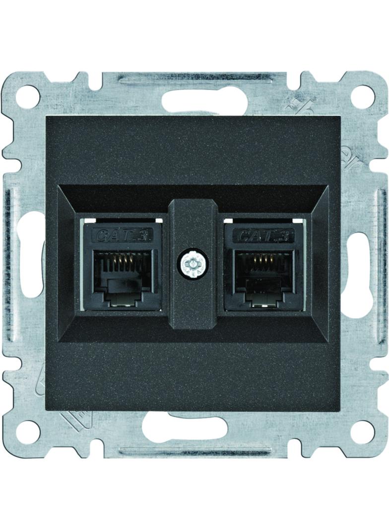 lumina Gniazdo telefoniczne podwójne RJ11, czarny WL2023 HAGER