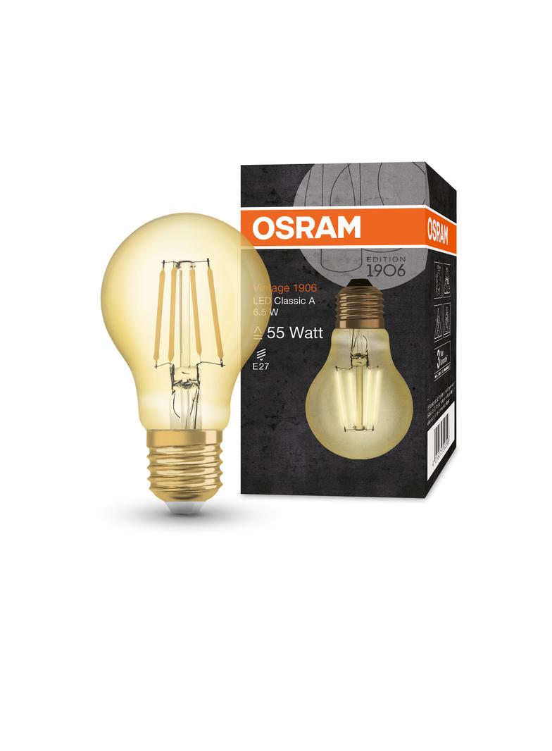 Lampa LED Vintage 1906 CL A Filament szkło przezroczyste GOLD 50 non-dim 6,5W 824 E27