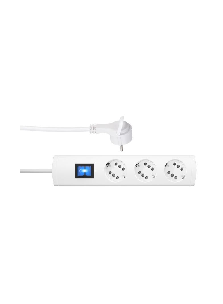 Listwa zasilająca DUOVERSAL plus 3=6, z wyłącznikiem, płaska wtyczka, biały, 1,4 m H05VV-F 3G 1,5 mm