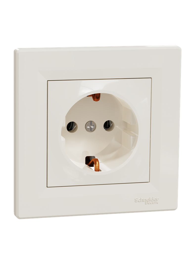 Asfora, gniazdo pojedyncze schuko, kremowy