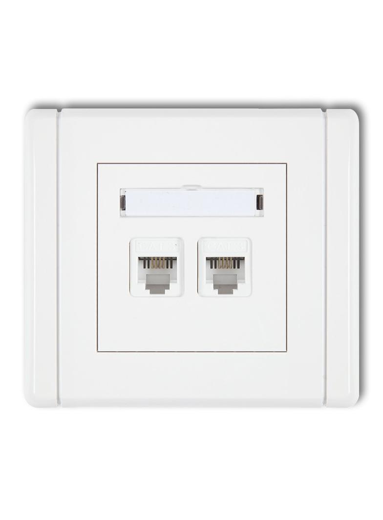 FLEXI Gniazdo telefoniczne podwójne 2xRJ11, 4-stykowe, beznarzędziowe biały
