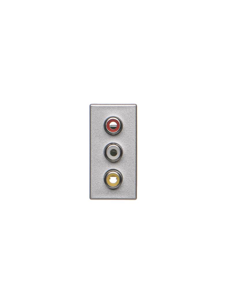 Simon Connect Płytka K45/2 złącz 3x RCA (CINCH) 225x45mm + wkłady zaciski śrubowe aluminium K105B/8 KONTAKT