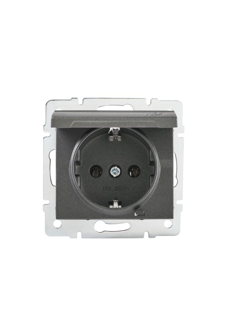LOGI Gniazdo z uziemieniem IP44 Schuko śrubowe grafit 16A 250V 021230141 25264 KANLUX