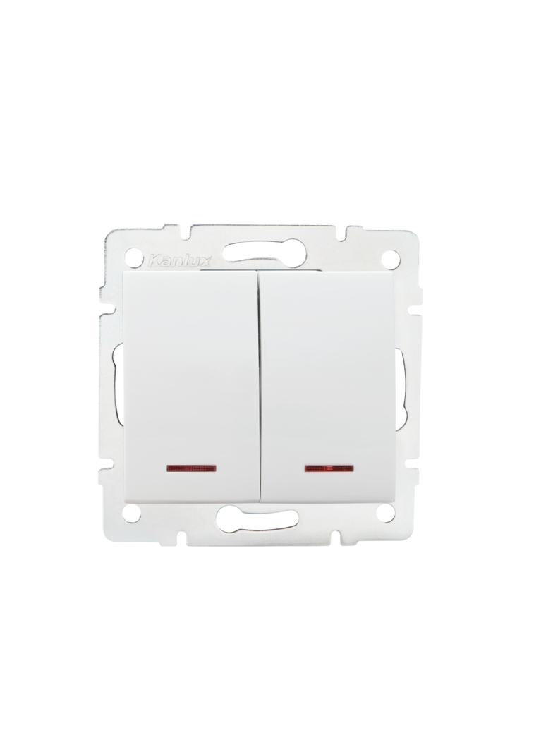 Łącznik dwugrupowy świecznikowy z LED LOGI 02-1120-102 biały 25079 KANLUX
