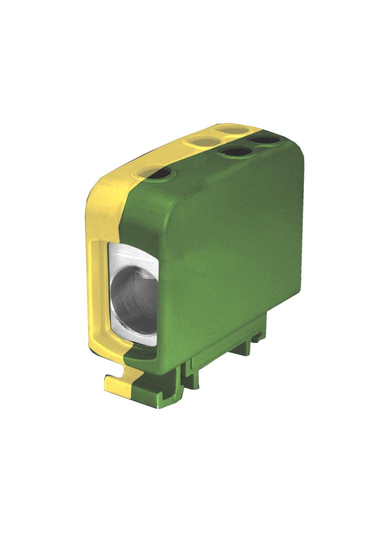 ZGG1x70/4x16z-g ,  Złączka sz. gwint. AL/CU, 1 x 70 mm2 / 4 x16 mm2, TS 35/ 1 tor, żółto-zielony