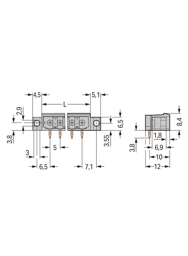 MCS-MIDI Classic wtyk 14-bieg. szary raster 5 mm