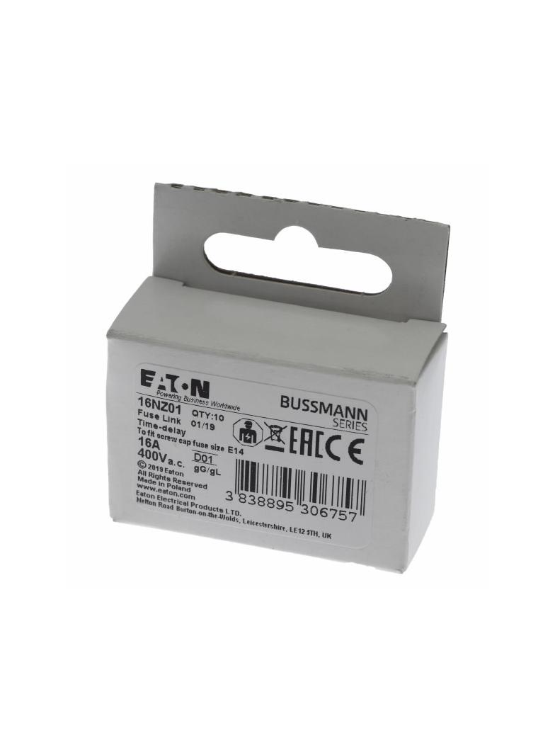 FUSE-D01 16A T GL/GG 400VAC E14 Wkładka D01 16A T GL/GG 400VAC E14 16NZ01 EATON