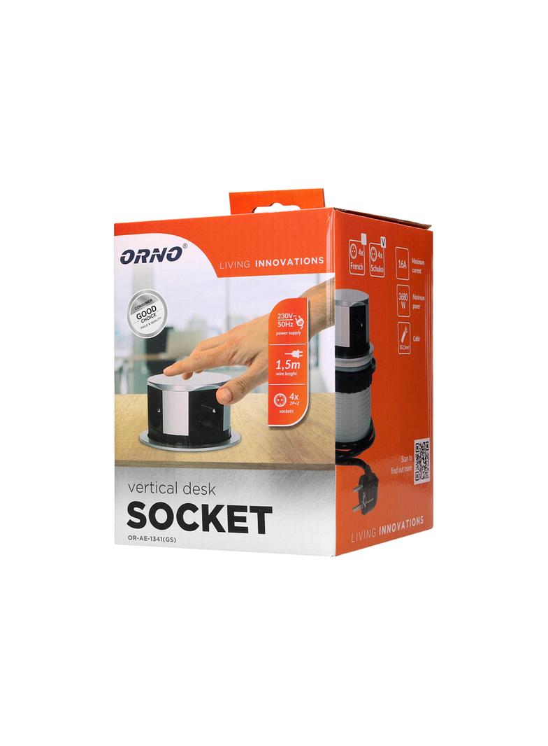 Gniazdo meblowe O10cm wysuwane z blatu z przewodem 1,5m 4x2P+Z wersja schuko OR-AE-1341(GS) ORNO
