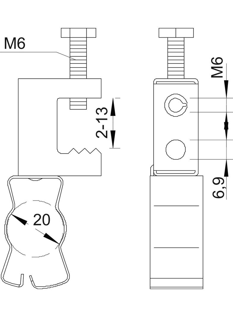 TKS 213-25, ZACISK NOŚNY 2-13MM DŁ.18-25MM