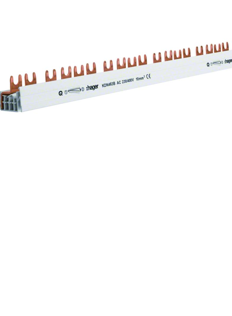 Szyna grzebieniowa widełkowa pozioma 4P 10mm2 56M KDN463B HAGER