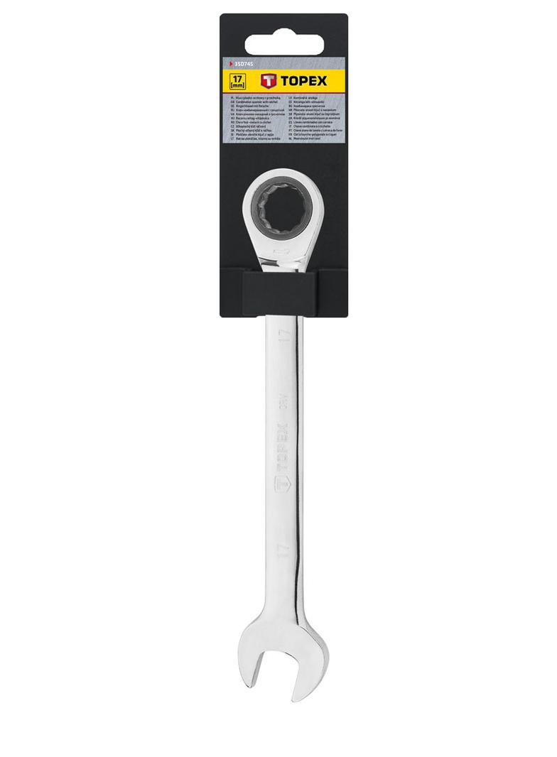 Klucz płasko-oczkowy z grzechotką, 17 mm