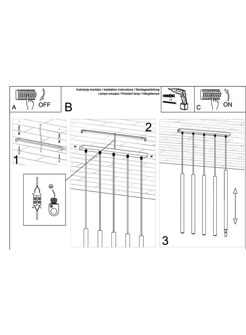 Sollux Lampa Wisząca PASTELO 5L złoty połysk SL.1198