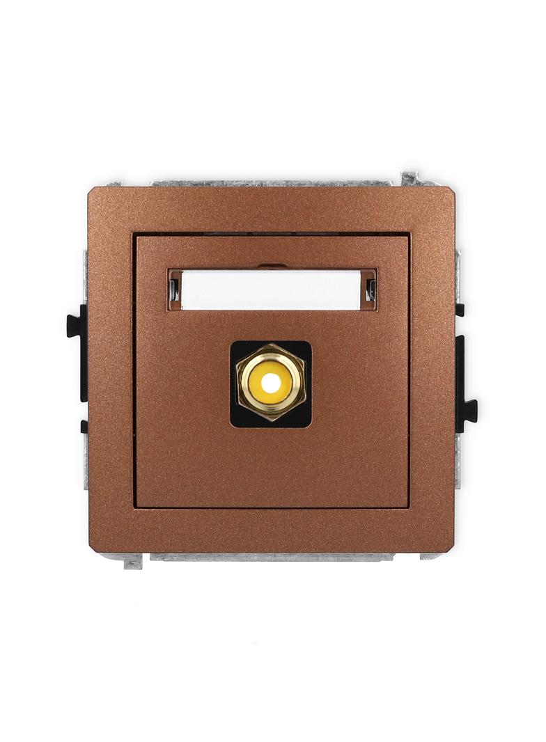 DECO Mechanizm gniazda pojedynczego RCA (typu cinch - żółty, pozłacany) brązowy metalik