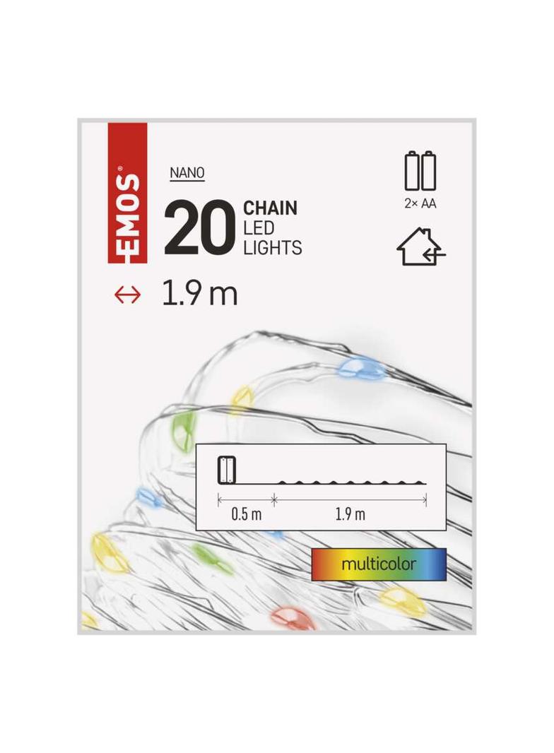 Lampki świąteczne XMAS nano TIMER 1W 20LED 1,9m IP20 multikolor D3AM04 EMOS