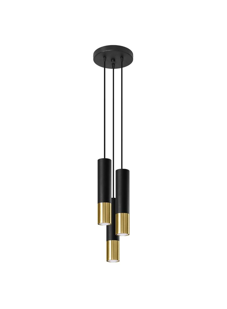 Sollux Lampa wisząca LOOPEZ 3P czarny/złoty SL.0955